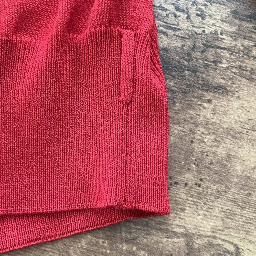 Valentino Womens Red Cardigan Sz M Vintage 80s Luxury Wool Knit Blouson Sweater - Picture 9 of 9